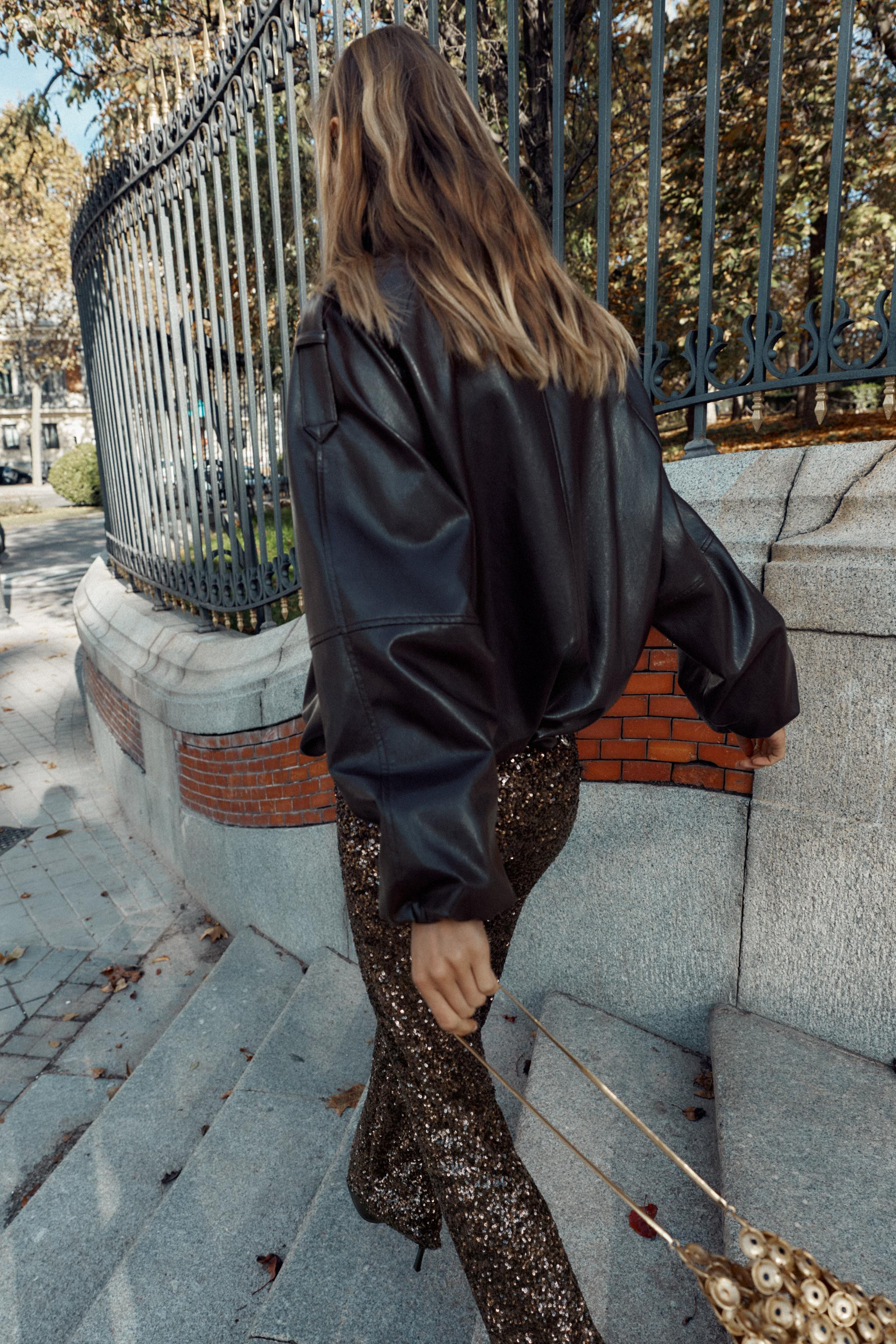 FAUX LEATHER HIGH COLLAR JACKET | Zara US