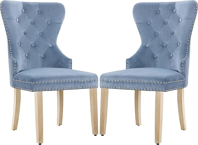 FOREDO Elegance Velvet Dining Chairs Set of 2, Fashionable Nailhead Around and Deep Button Tufted... | Amazon (US)