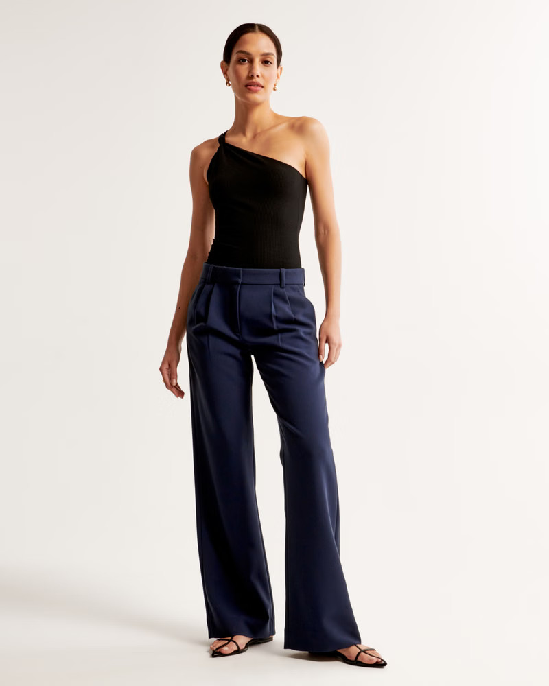 Women's A&F Sloane Low Rise Tailored Wide Leg Pant | Women's Bottoms | Abercrombie.com | Abercrombie & Fitch (US)