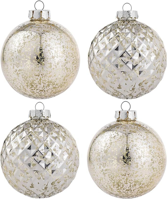 Jumbo Mercury Christmas Ball Ornaments 4" Champagne Christmas Ornaments Shatterproof Plastic Chri... | Amazon (US)