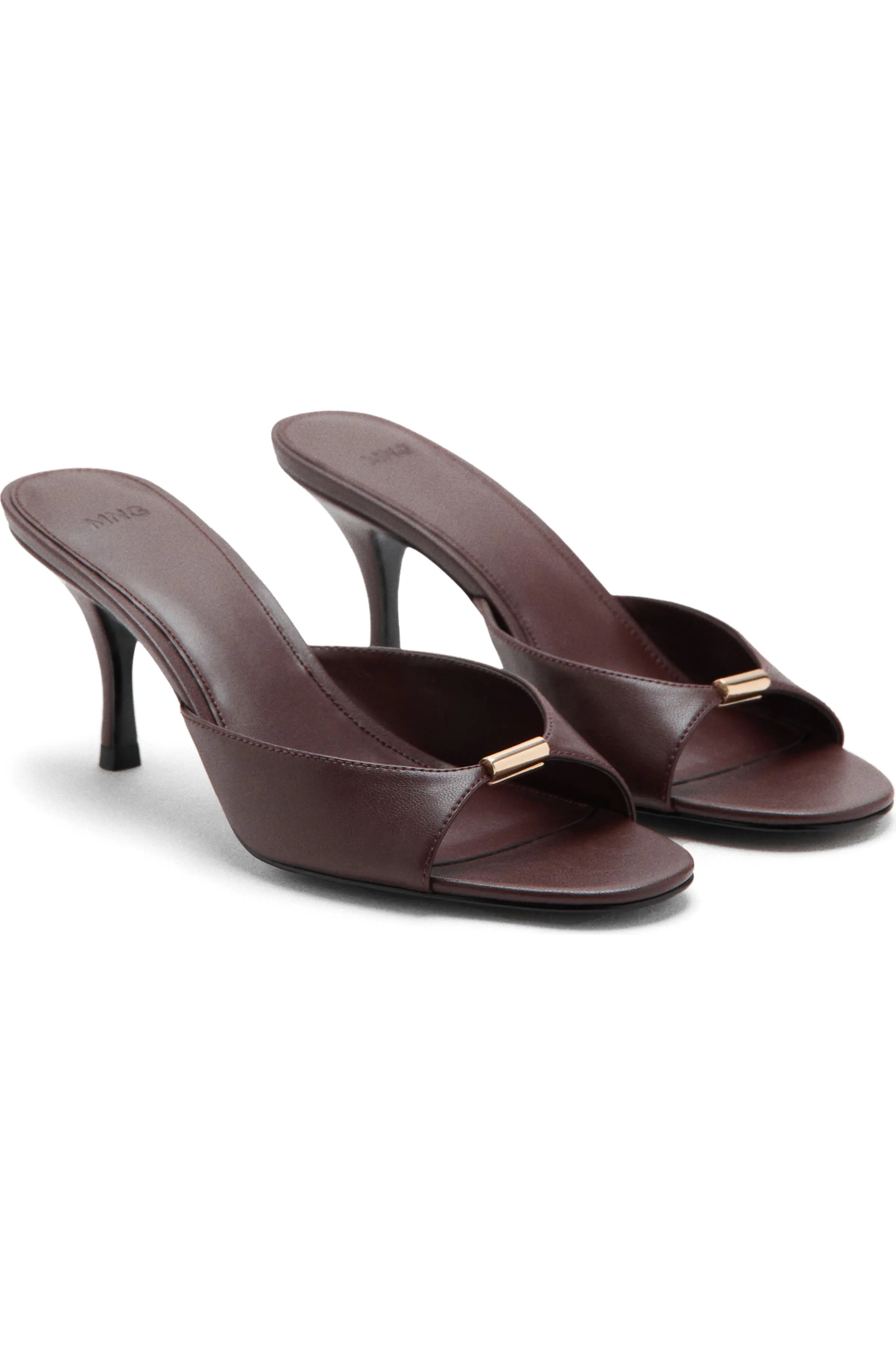 MANGO Metallic Detail Faux Leather Slide Sandal (Women) | Nordstrom | Nordstrom