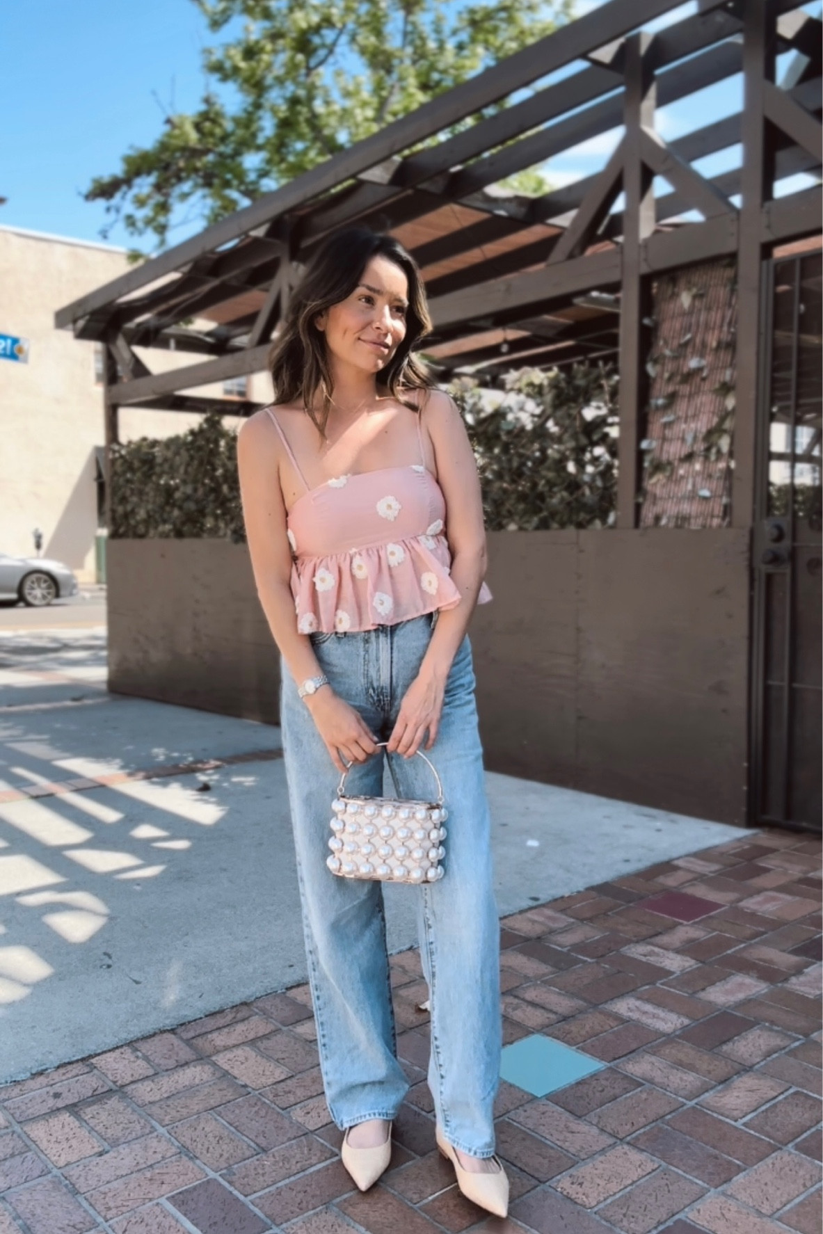 Spring came by for the day! 
Top is @vicidolls - wearing a size S could size up one for the girlies

Levi’s - 20% off online + freeship (wearing baggy dad jean sz 26 - they run a little big)

#LTKunder100 #LTKshoecrush