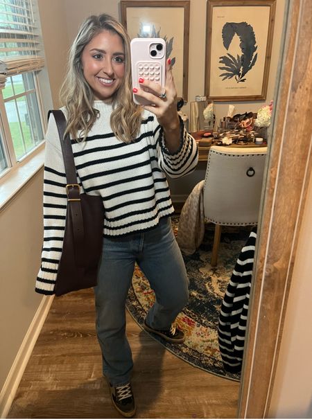 Rainy cold day ootd. Love these golden goose mid star sneakers! TTS. And the Agolde 90s pinch waist jeans are chefs kiss! Wearing a 27 

#LTKStyleTip #LTKShoeCrush #LTKBeauty