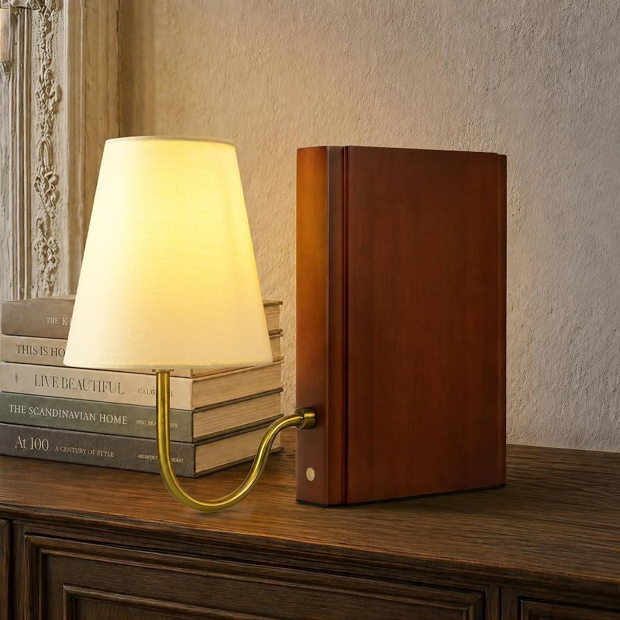 AELS Solid Wood Bookshelf Lamp with Bulb, Cordless Rechargeable Touch Dimmable Table Lamp with Li... | Amazon (US)