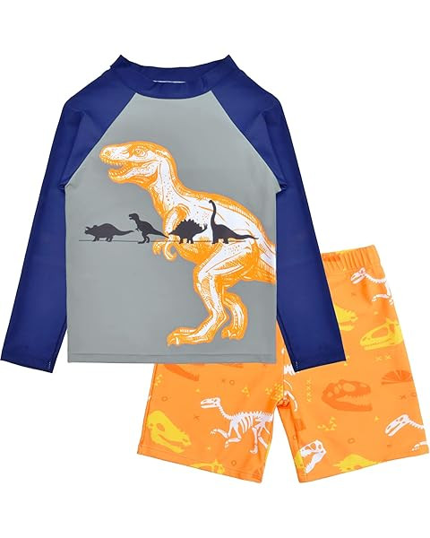 Boys Two Piece Rash Guard Swimsuits Sets Kids Long Sleeve Sunsuit Swimwear Sets | Amazon (US)