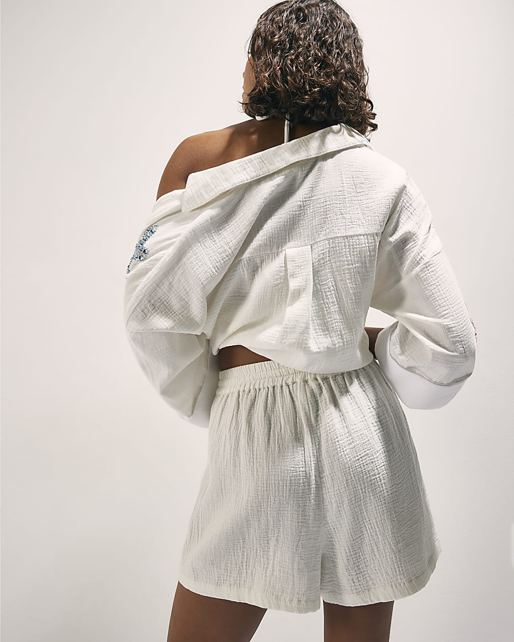 White Embellished Beach Shorts | River Island UK & IE