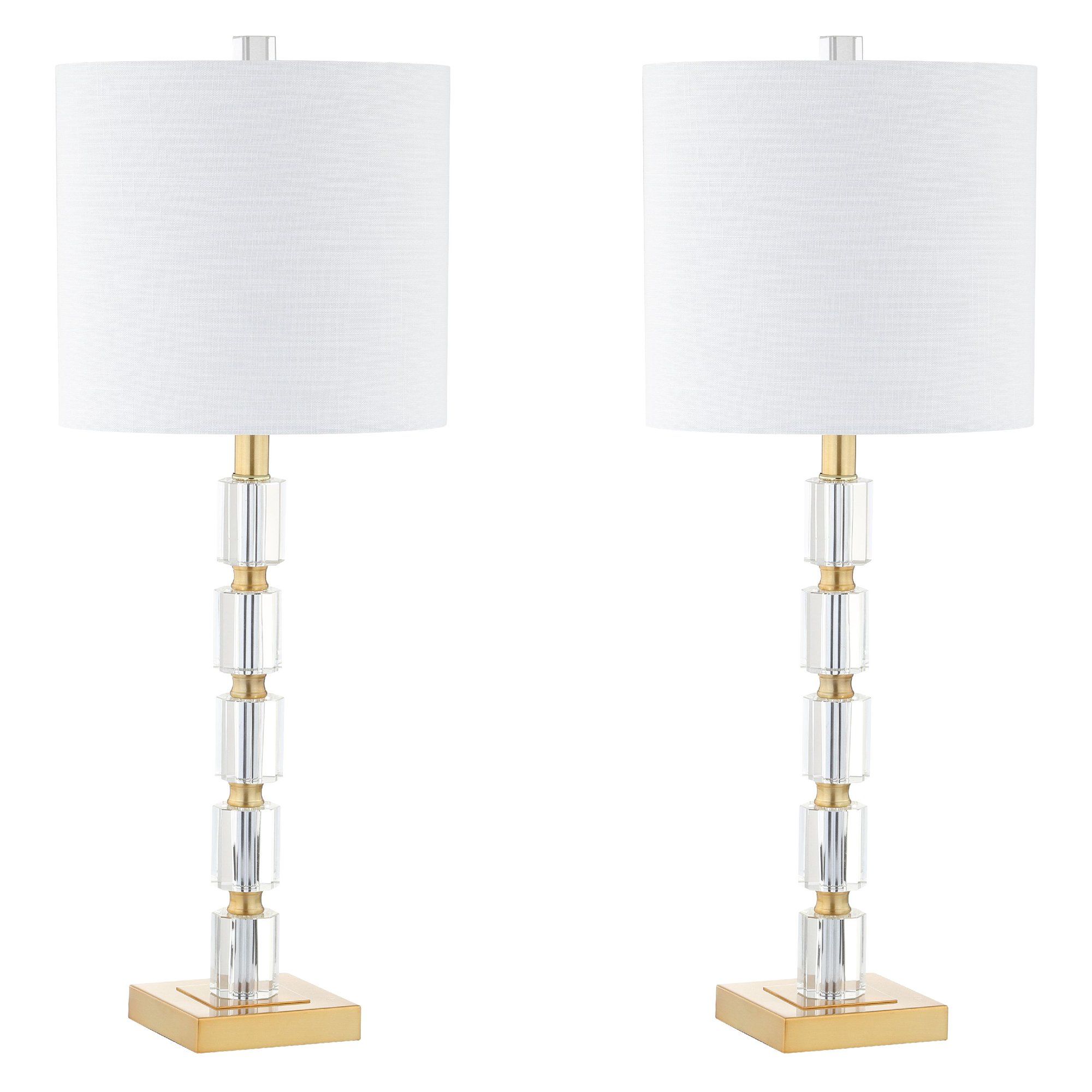 Jonathan Y Claire 28.5" Crystal LED Table Lamp, Clear/Brass (Set of 2) | Walmart (US)