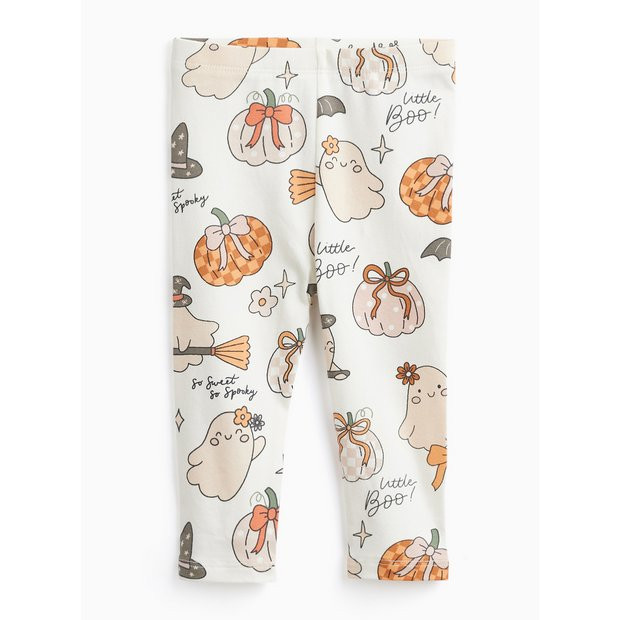 Buy Cream Halloween Pumpkin & Ghost Print Leggings 3-6 months | Trousers and leggings | Tu | Tu Clothing