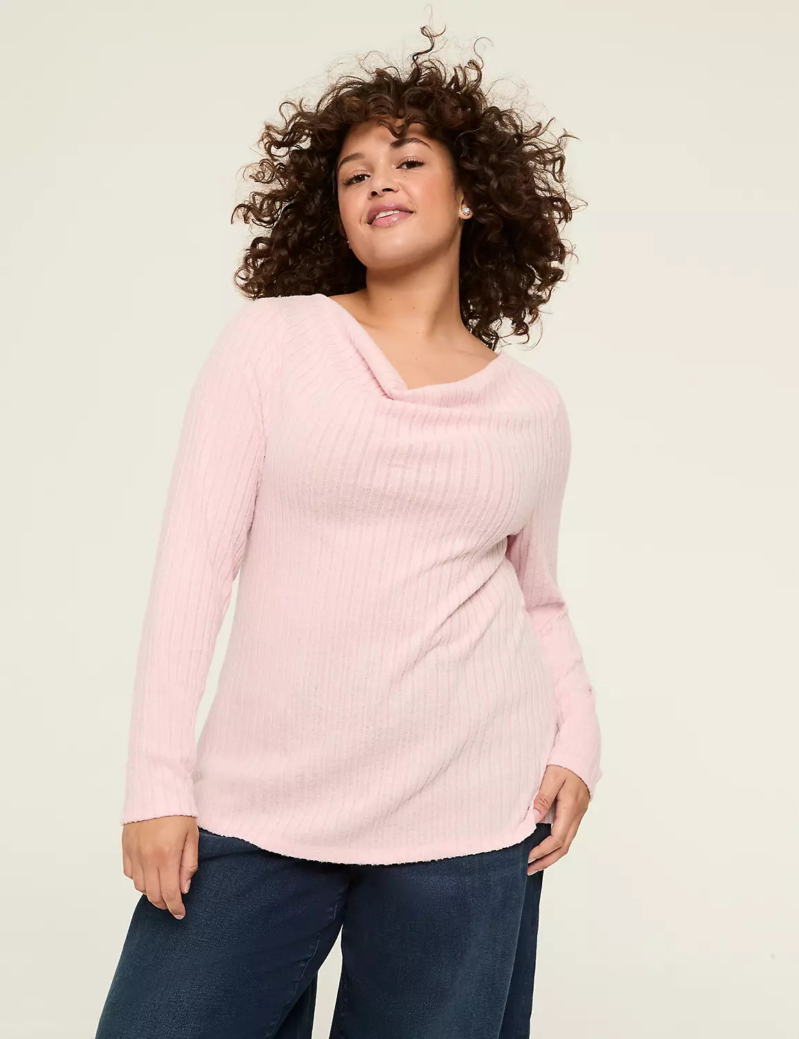 Ribbed Hacci Cowl-Neck Top | Lane Bryant (US)