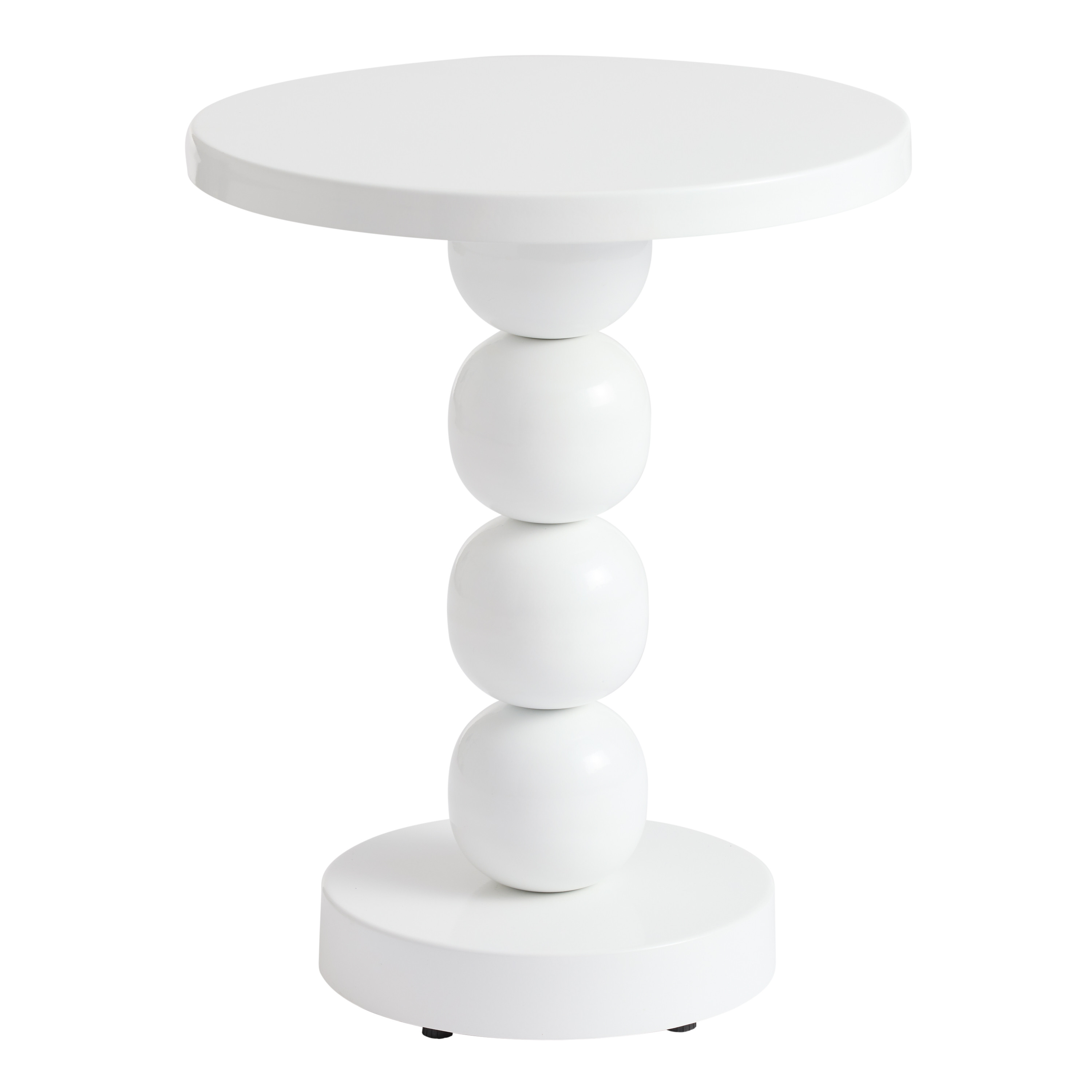 Naia Round Ivory Steel Bauble Pedestal Outdoor Side Table | World Market