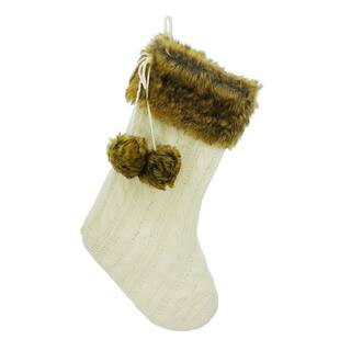 23" Brown & White Fur Cable Knit Stocking by Ashland® | Michaels | Michaels Stores