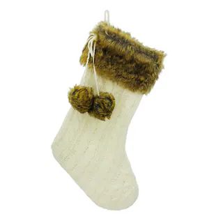 23" Brown & White Fur Cable Knit Stocking by Ashland® | Michaels Stores