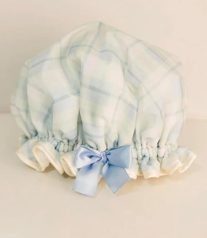 Jay Shower Cap| Coastal Plaid | Water Proof | Terry Cloth Lined | Reusable | Prevents Frizz | Amazon (US)