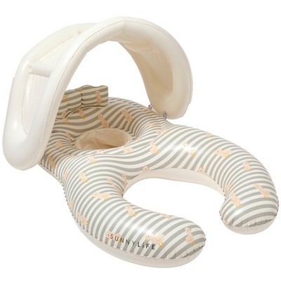 Sunnylife: Float Together Baby Seat - Duck Sage Stripe - Supportive Inflatable | Target
