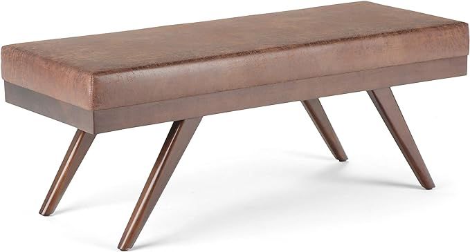 SIMPLIHOME Chanelle 48 inch Wide Rectangle Ottoman Bench Distressed Umber Brown Footrest Stool, F... | Amazon (US)