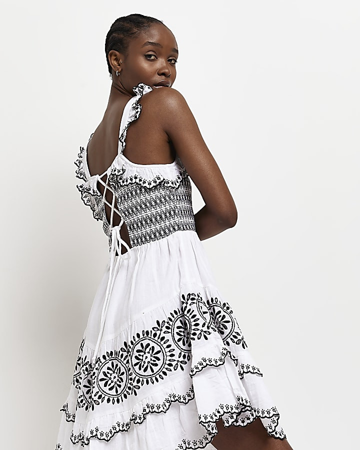 White broderie cami mini dress | River Island (UK & IE)