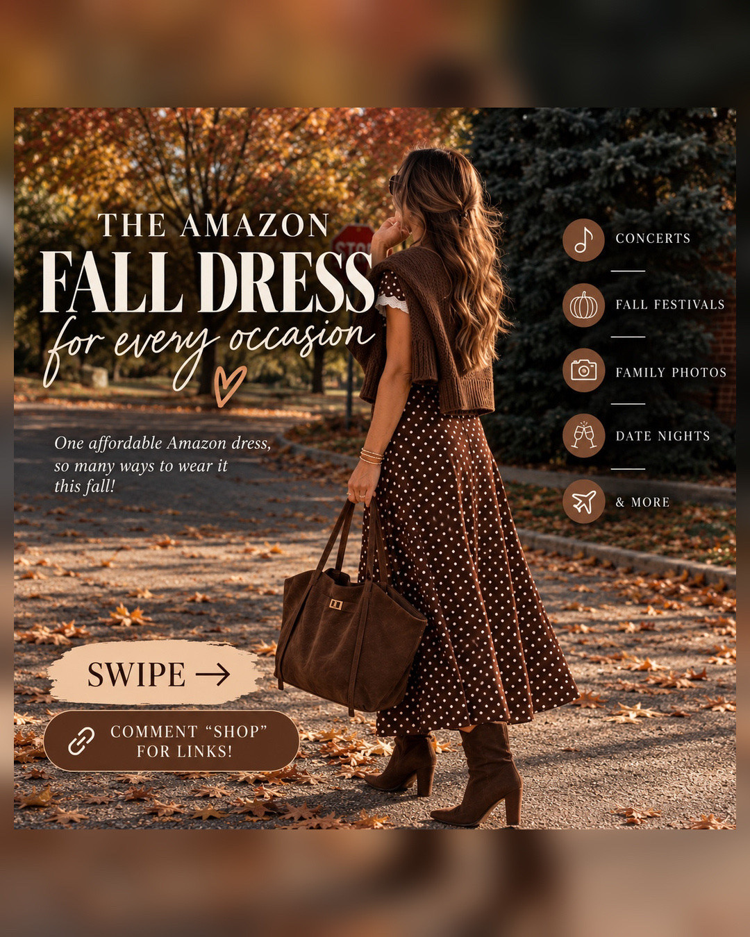 Amazon fall dresses for EVERY occasion 🍂🤎 From pumpkin patch days and family photos to date nights, fall weddings + country concerts — these Amazon finds have fall plans covered.

Which look is your favorite? 🍁👢

Comment “SHOP” and I’ll send you the links! 🛍️

#AmazonFashion #AmazonFinds #FallOutfits #FallDresses #AmazonStyle

#LTKSaleAlert #LTKSeasonal #LTKootd
