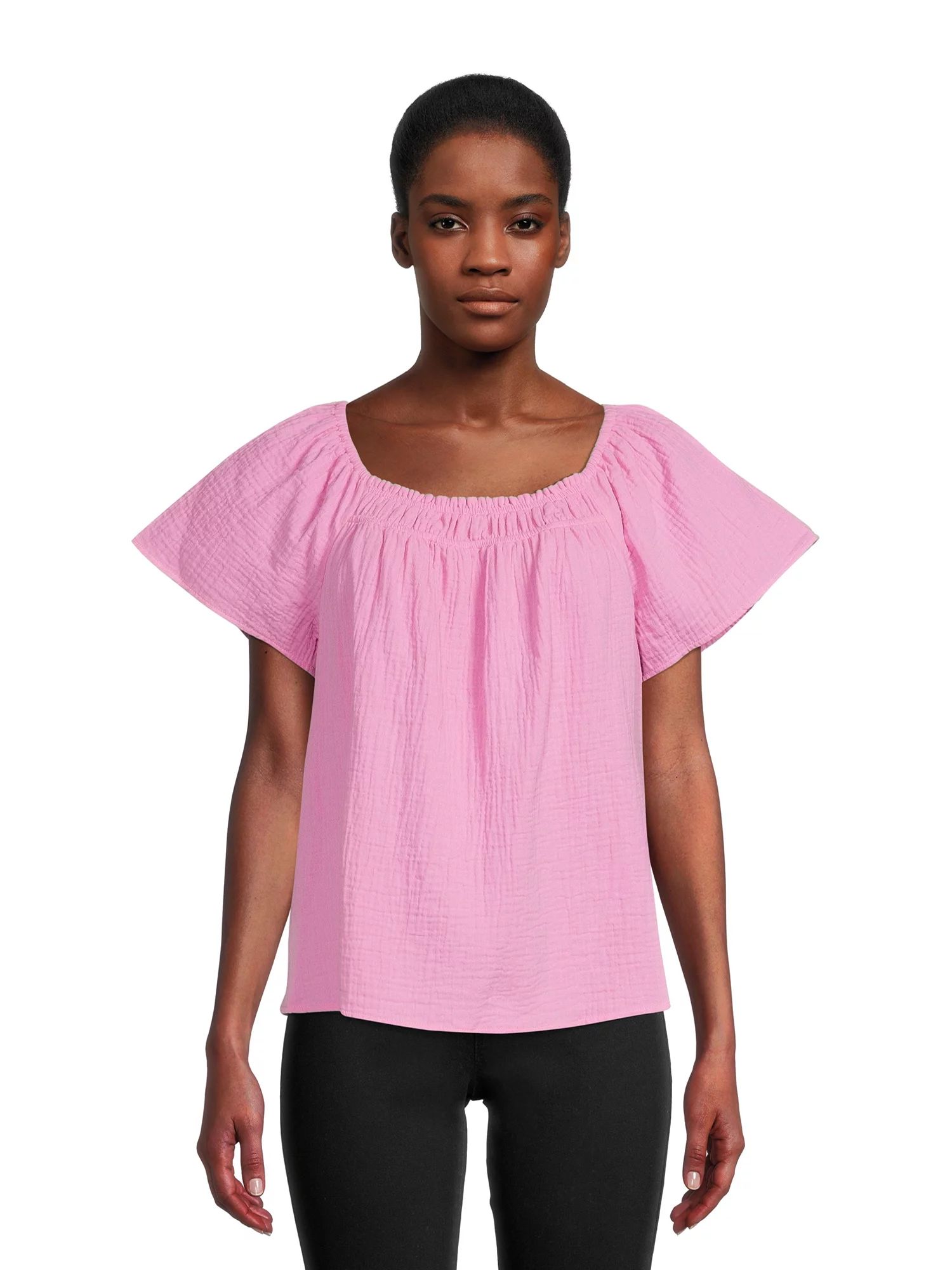 Time and Tru Women's Square Neck Top, Sizes XS-XXXL (Women's and Women's Plus) - Walmart.com | Walmart (US)