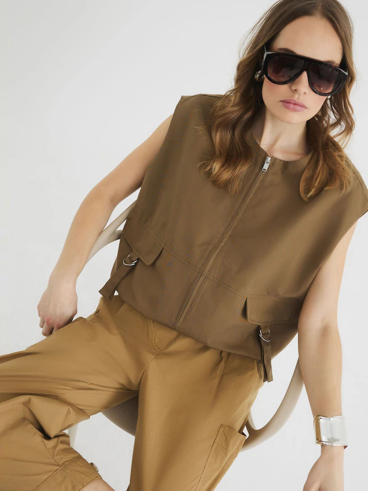 River Island Brown Bubble Hem Gilet | Next AU