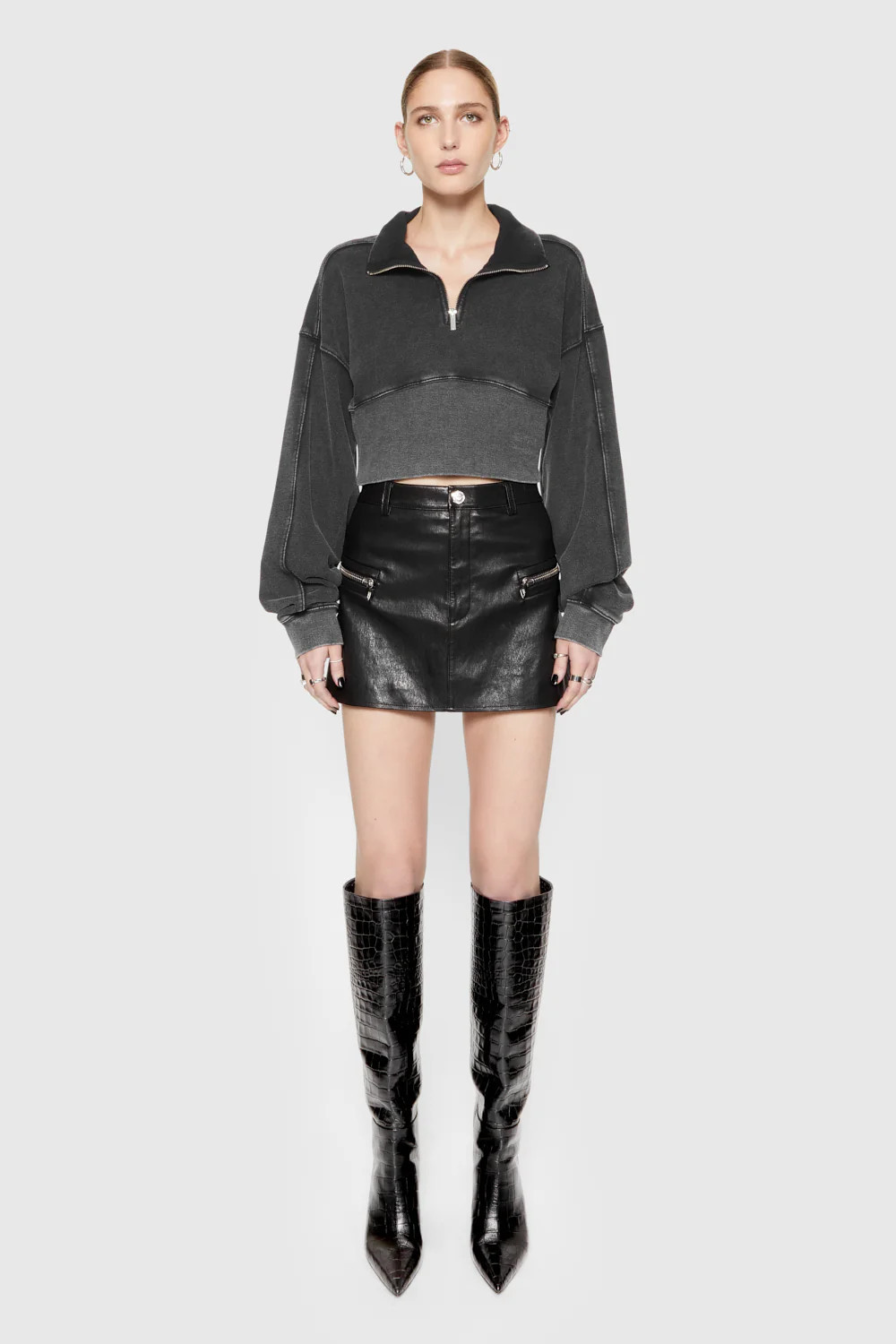Rebecca Minkoff Poppy Leather Mini Skirt In True Black - Size 4 | Rebecca Minkoff