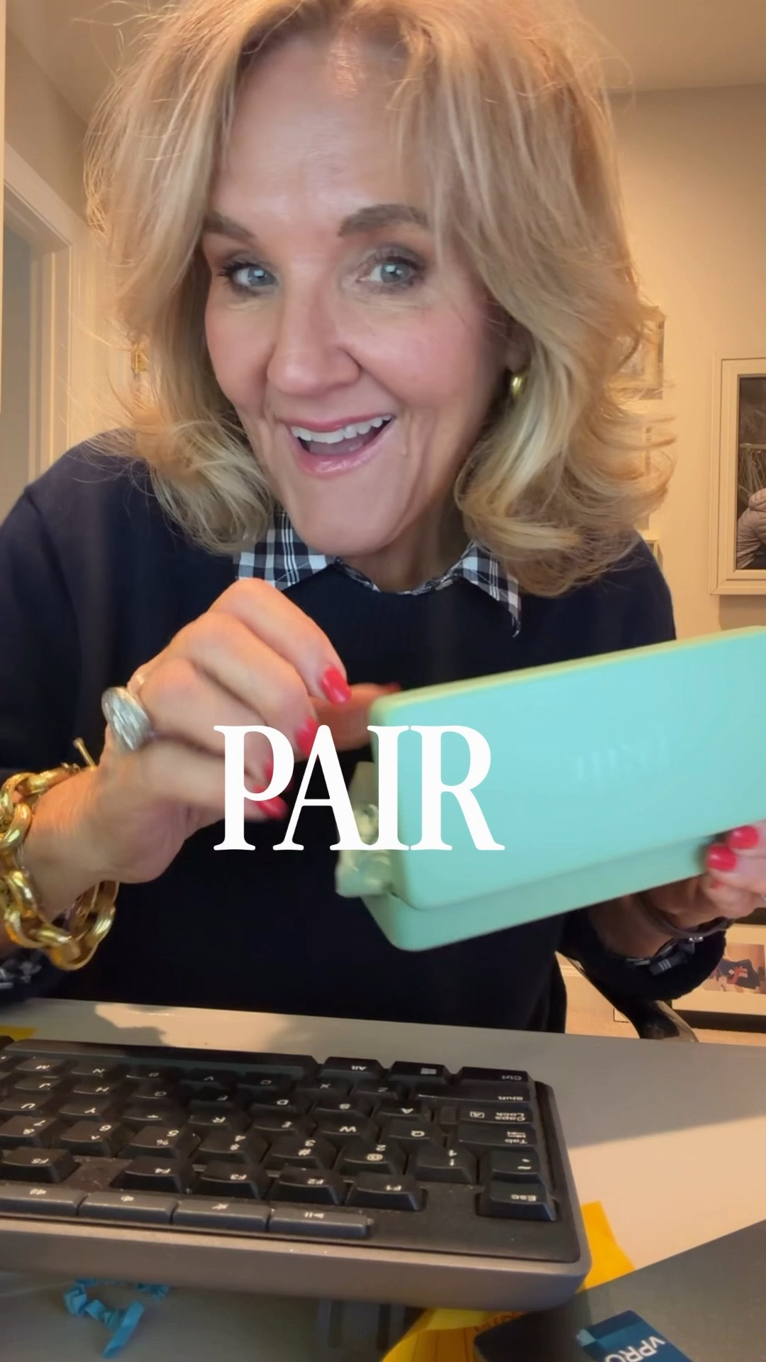 These new readers are so cool!!! Use my code SWEETFRINGEBENEFITS15 for 15% off! 

Gingham blouse size medium 
Sweater size  medium. 
Pink jeans do cure! Size 6 reg

#LTKOver40 #LTKdayinmylife #LTKootd