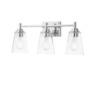 Wakefield 22 in. 3-Light Chrome Modern Vanity with Clear Glass Shades | The Home Depot