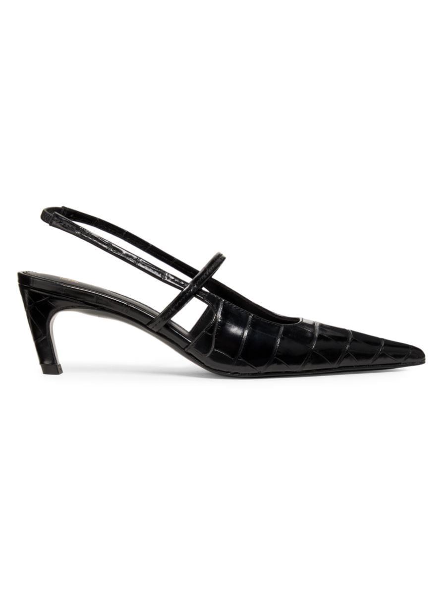 Sharp 50MM Croc-Effect Leather Slingback Pumps | Saks Fifth Avenue