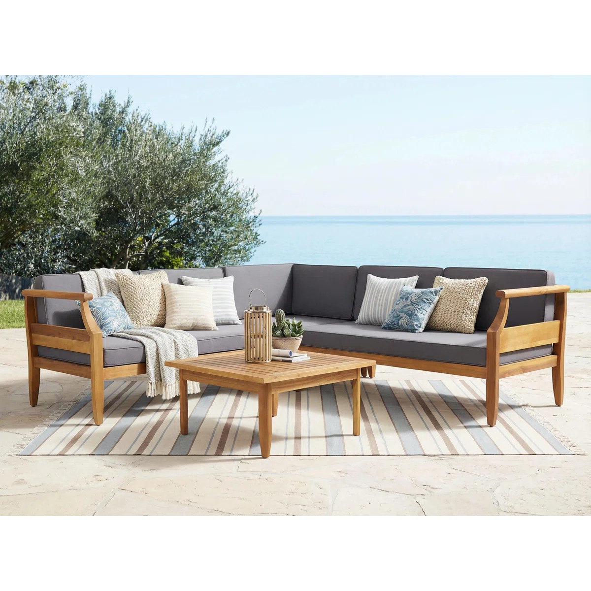 Trishul Acacia 5 - Person Modular Patio Conversation Set with Cushions | Wayfair North America
