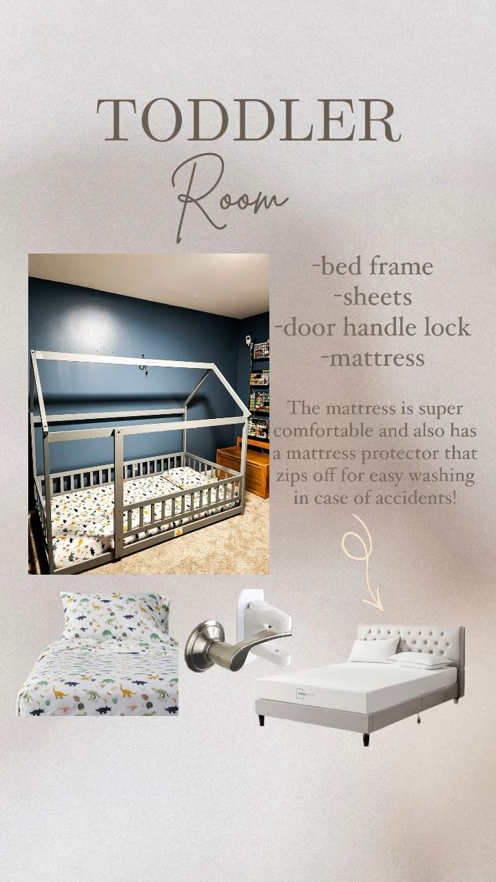 Transition to the big boy bed! Bed frame, mattress, door handle locks and sheets all linked here!

#LTKKids #LTKHome #LTKSummerSales