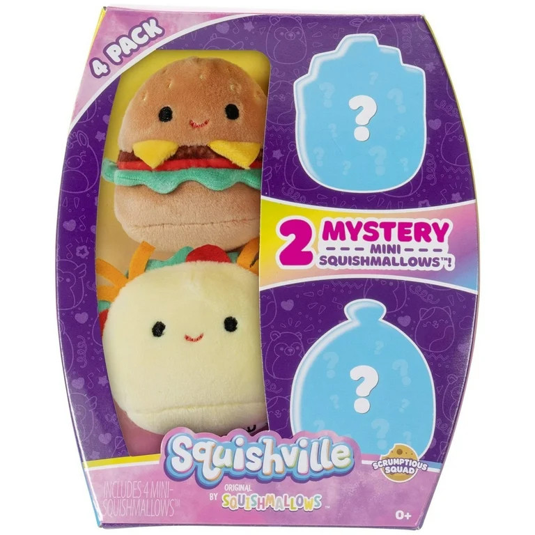 Squishmallows Squishville! Scrumptious Squad Mini Plush 4-Pack Set | Walmart (US)