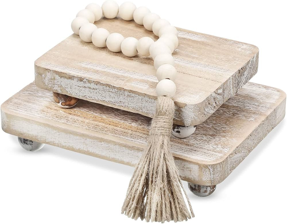Capoda 3 Pcs Wooden Risers for Display Wood Bead Garland Set Wooden Risers for Decor Farmhouse Vi... | Amazon (US)