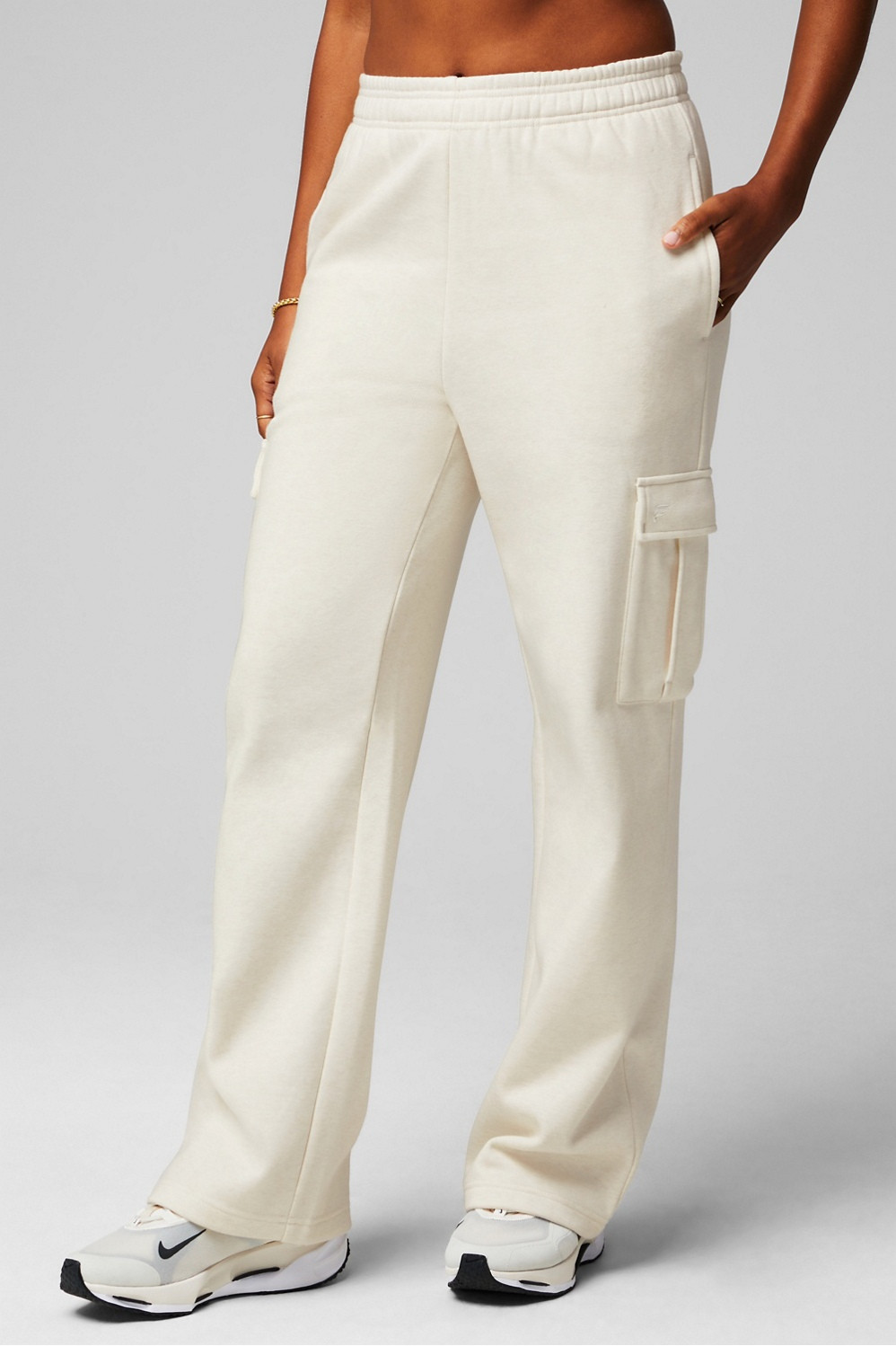 Cozy Fleece Wide Leg Cargo Sweatpant | Fabletics - North America