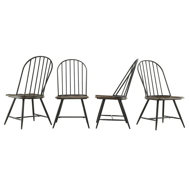 Weston Home Jameson Two-Tone Windsor Chairs, Set of 4, Black and Oak | Walmart (US)