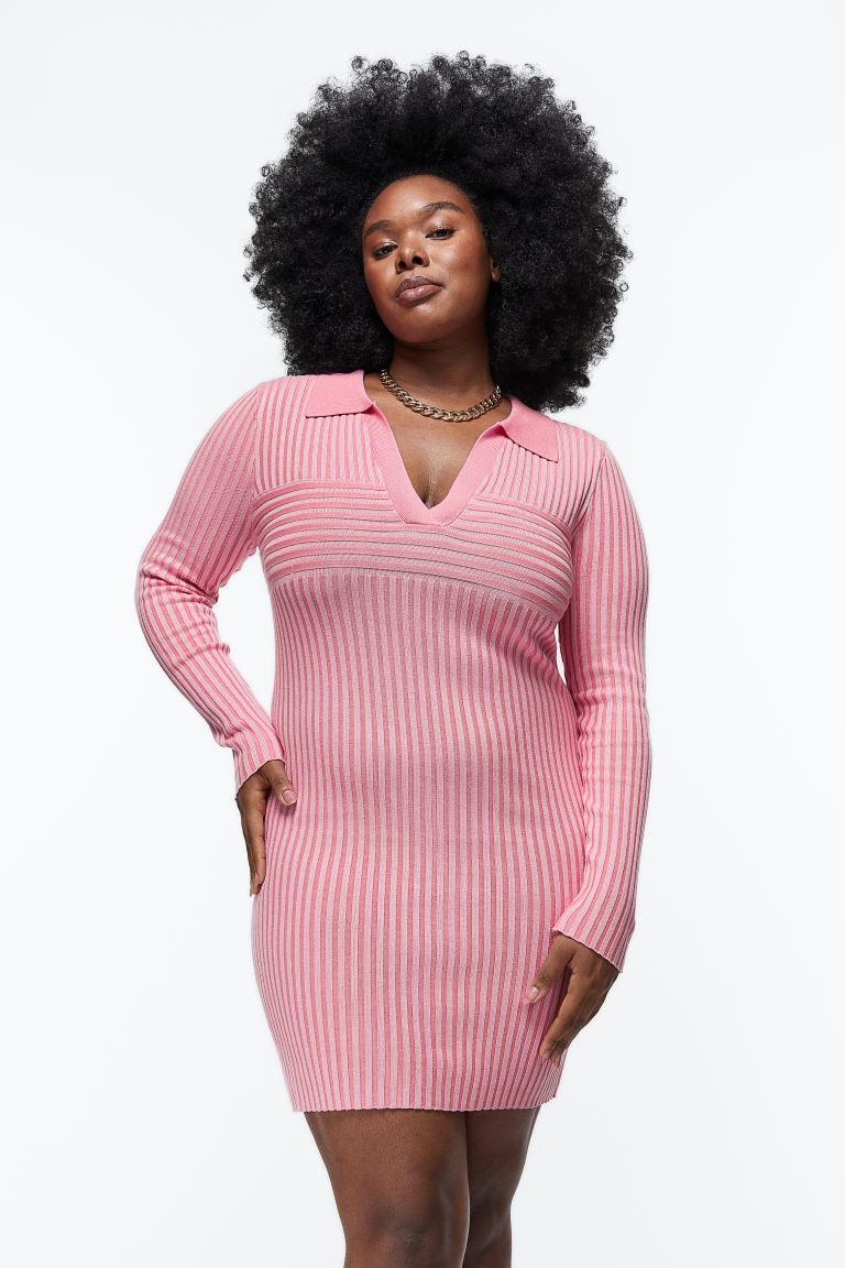 Rib-knit Dress with Collar | H&M (US)