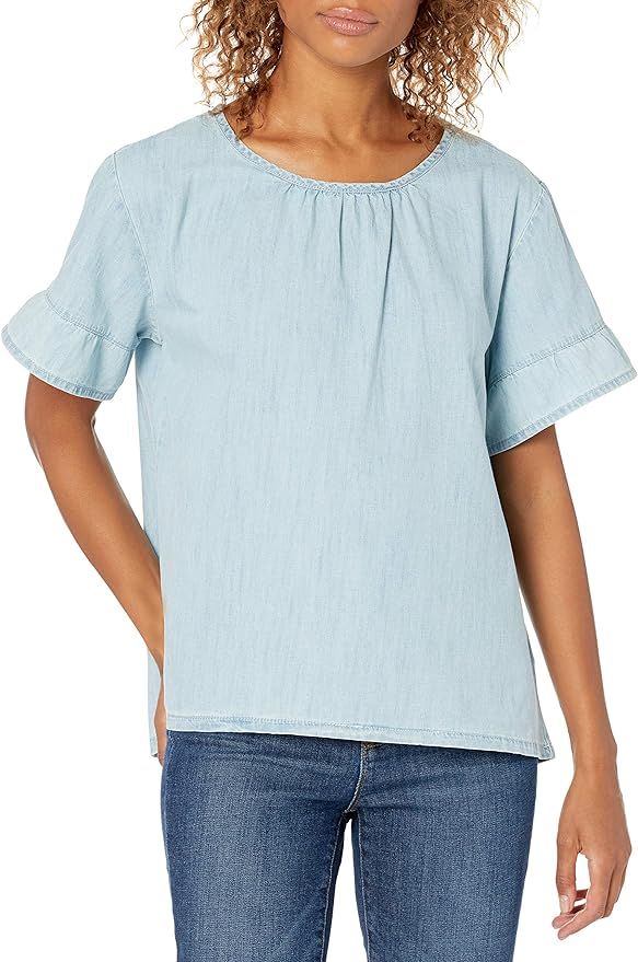 Amazon Brand - Goodthreads Women's Denim Relaxed Fit Sleeve Woven Shirt | Amazon (US)