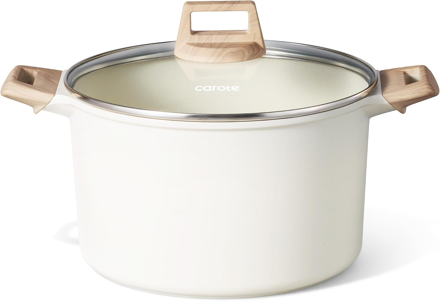 CAROTE Nonstick Stock Pot with Lid, 8 Quart White Granite | Amazon (US)