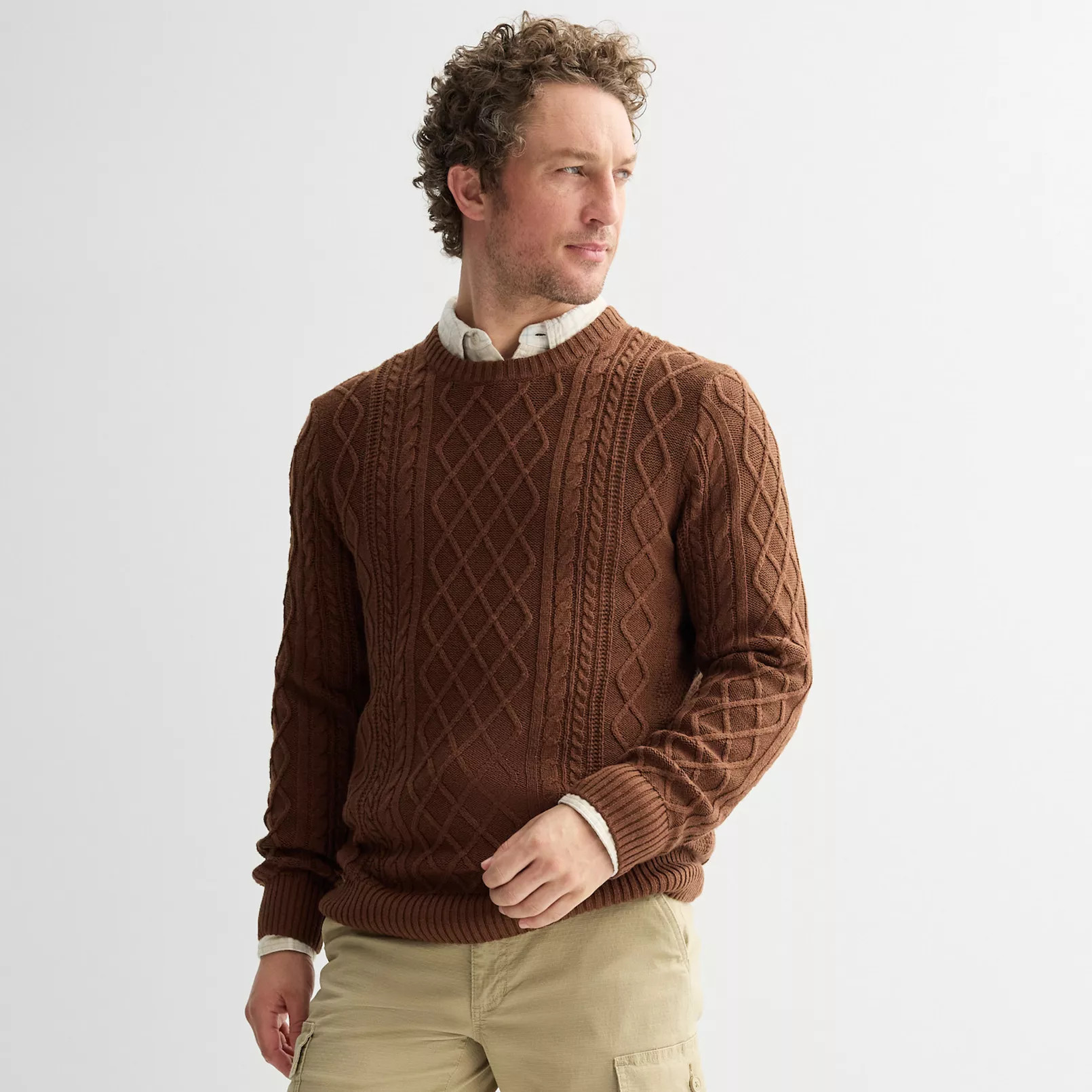 Men's Sonoma Goods For Life® Cable Knit Crewneck Sweater | Kohl's