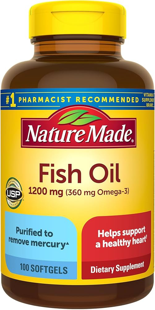Nature Made Fish Oil Omega 3 Supplements, 1200mg Softgels, Omega 3 Fish Oil for Healthy Heart Sup... | Amazon (US)