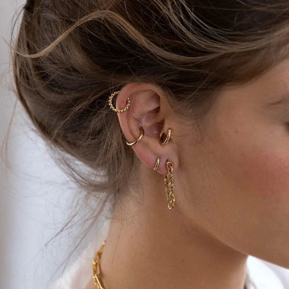 Ear Cuff Cartilage Hoop Earrings - Gold Plated | Oak & Luna (US)