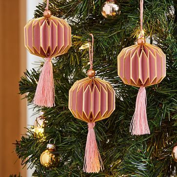 Paper Accordion Ornaments (Set of 3) - Pink | West Elm (US)