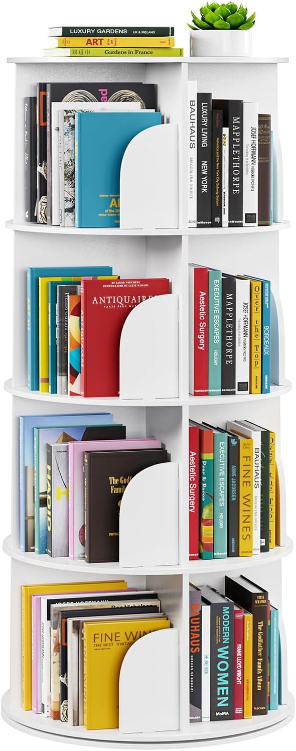 SpaceAid 4 Tier Rotating Bookshelf Tower, Spinning Bookcase Lazy Susan, Revolving 360 Book Shelf ... | Amazon (US)