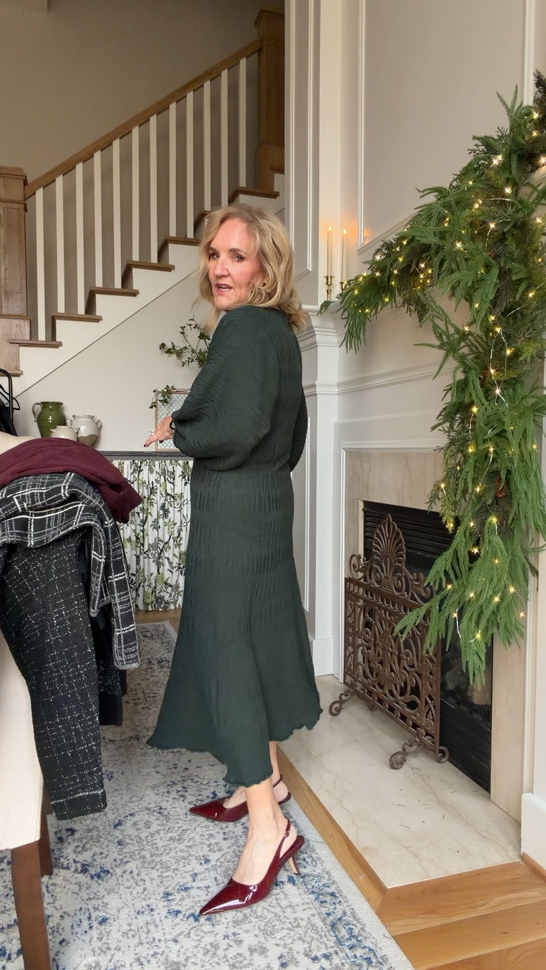 Dress fits true to size. I am wearing a medium/size 8
Slingbacks I always size up a half size. I’ve been surprised how much I’ve worn this color. It’s beautiful.
My jewelry is on the Julie Vos sale with an extra 20% off

Green dress holiday dress sweater dress Christmas dress Christmas Eve dress

#LTKFindsUnder50 #LTKOver40 #LTKHoliday