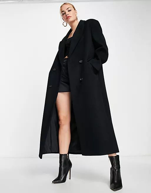 ASOS DESIGN smart dad coat in black | ASOS (Global)