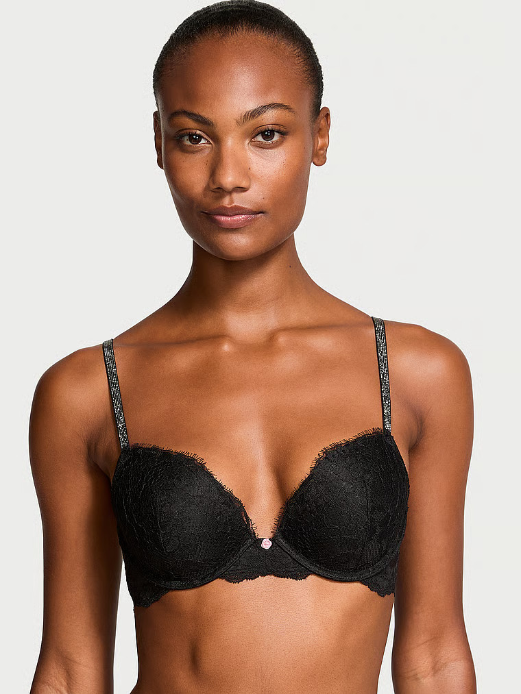 Buy Twinkle Strap Lace Push-Up Bra, Black - Order Bras online - Victoria's Secret US | Victoria's Secret (US / CA )