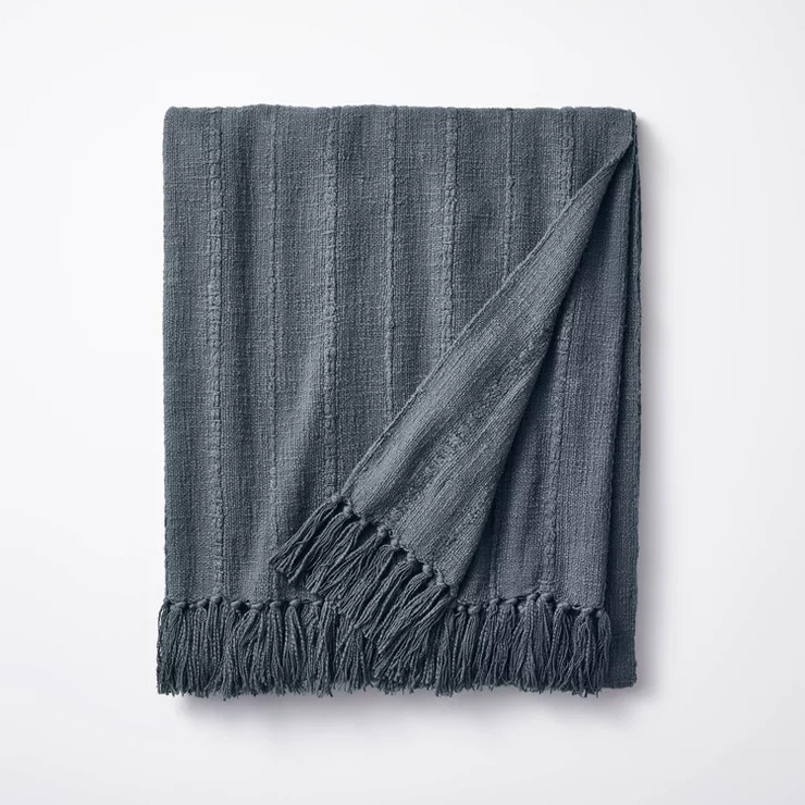 60"x86" Oversized 100% Cotton Bed Throw Slate Blue - Threshold™ designed with Studio McGee | Target