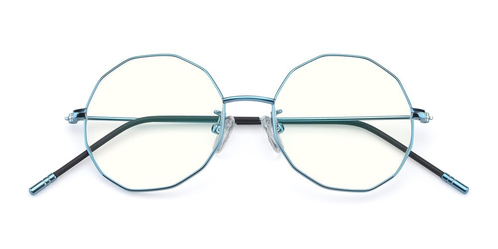 Blue Hipster Thin Metal Geometric Blue Light Glasses | Yesglasses