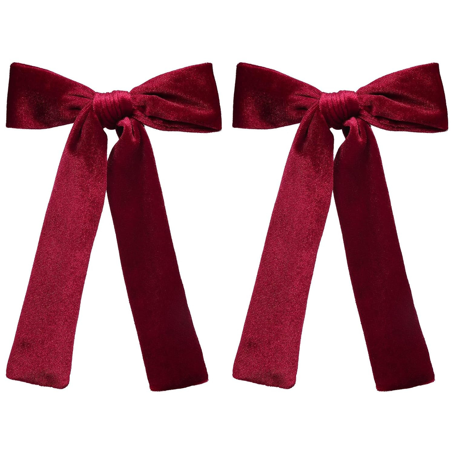 Dark Red Velvet Ribbon Hair Bows 2pcs 5in Soft Velvet Long Tail Ponytail Bow Alligator Clips for Toddler Teen Girls Women Kids Christmas Tree Gift Wrapping Wreath Decor Accessory | Amazon (US)