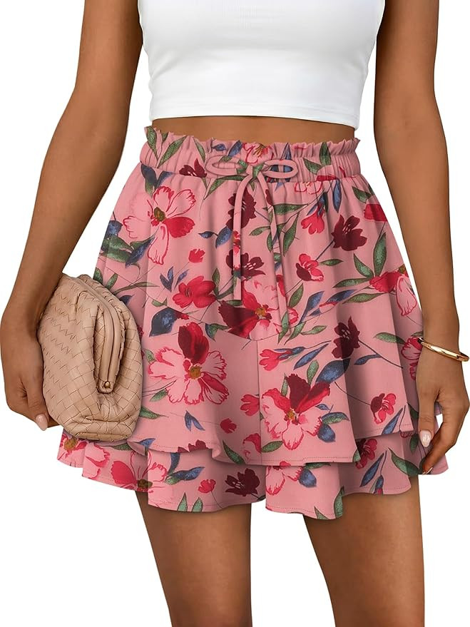 Amazon.com: BETTE BOUTIK Boho Summer Shorts Women Cute Flowy Mini Skirts Chiffon Dressy Casual Ru... | Amazon (US)