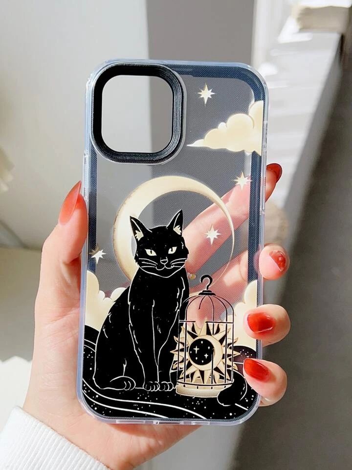 Cartoon Cat Print Clear Phone Case | SHEIN