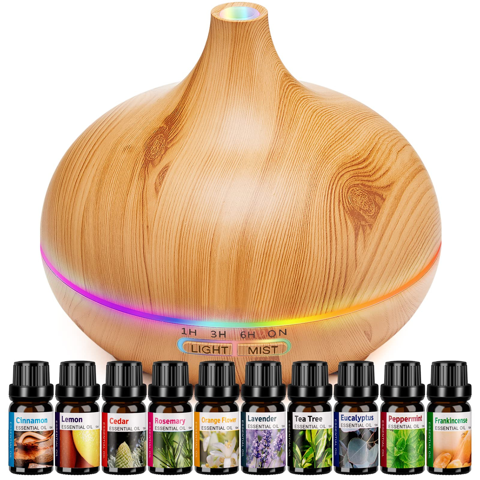 HLS Aroma Diffusers for Essential Oils Large Room with 10 Essential Oils,Ultrasonic Aromatherapy ... | Amazon (US)